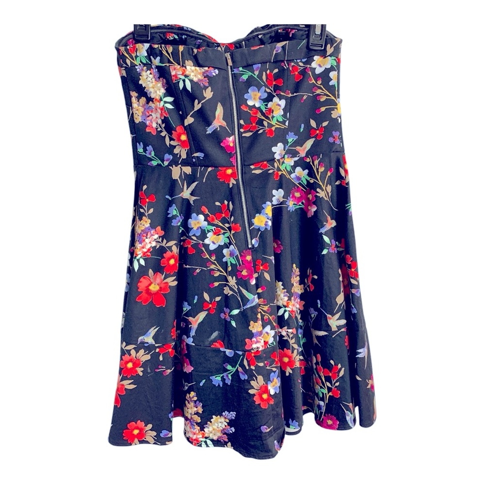 Express Floral Hummingbird Strapless Dress Sz 6 - Picture 3 of 6